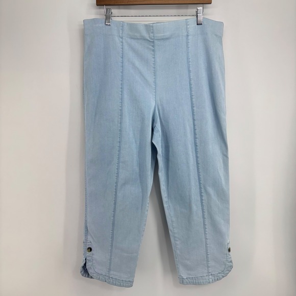 Intro Love The Fit Pants - Intro Love the Fit Women Cropped Light Wash Stretch Capri Pants Blue Size 16